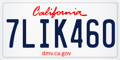 CA license plate 7LIK460
