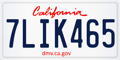 CA license plate 7LIK465