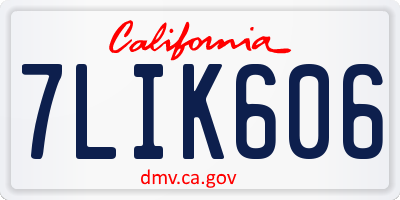 CA license plate 7LIK606