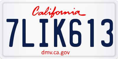 CA license plate 7LIK613