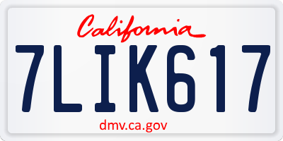 CA license plate 7LIK617