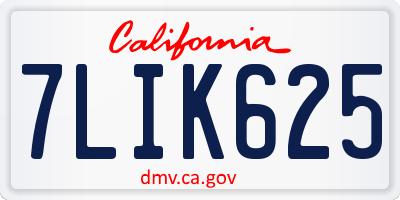 CA license plate 7LIK625