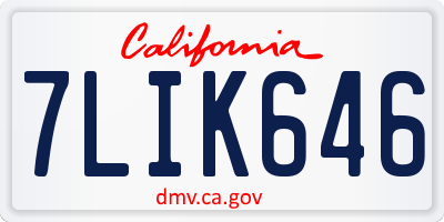 CA license plate 7LIK646