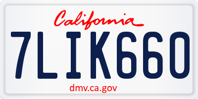 CA license plate 7LIK660