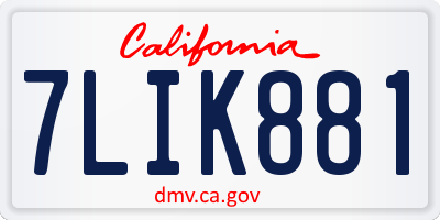 CA license plate 7LIK881