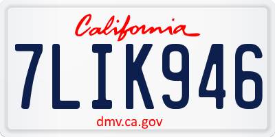 CA license plate 7LIK946