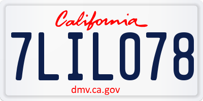 CA license plate 7LIL078