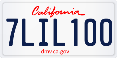 CA license plate 7LIL100