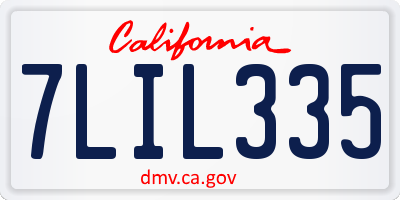 CA license plate 7LIL335