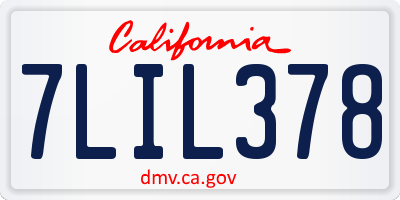 CA license plate 7LIL378