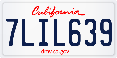 CA license plate 7LIL639