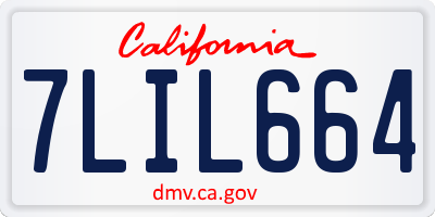 CA license plate 7LIL664