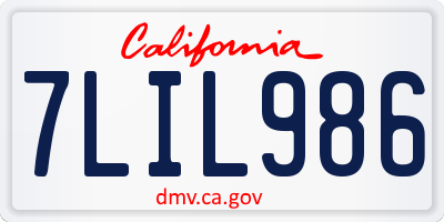 CA license plate 7LIL986