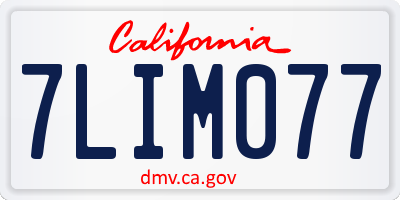 CA license plate 7LIM077