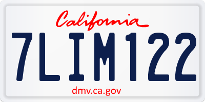 CA license plate 7LIM122