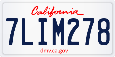 CA license plate 7LIM278