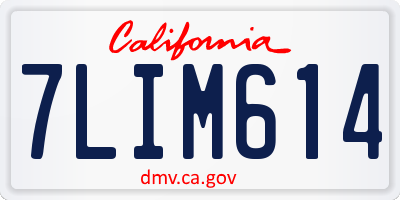 CA license plate 7LIM614
