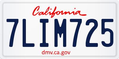 CA license plate 7LIM725