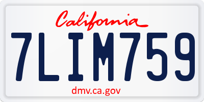 CA license plate 7LIM759