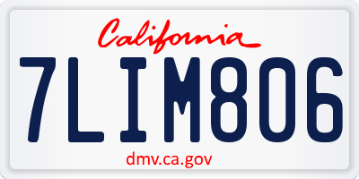 CA license plate 7LIM806