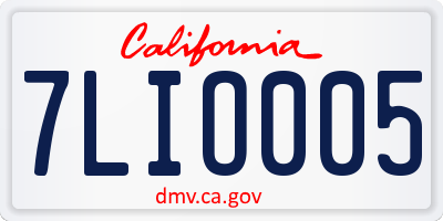 CA license plate 7LIO005