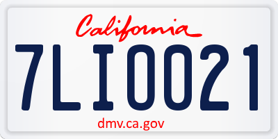 CA license plate 7LIO021