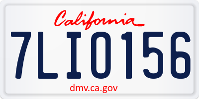 CA license plate 7LIO156