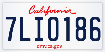 CA license plate 7LIO186