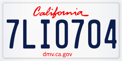 CA license plate 7LIO704