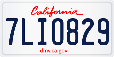 CA license plate 7LIO829