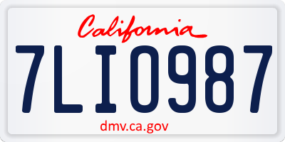 CA license plate 7LIO987