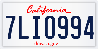 CA license plate 7LIO994