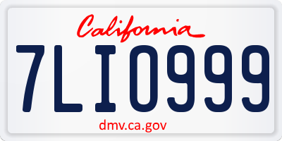 CA license plate 7LIO999