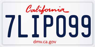 CA license plate 7LIP099