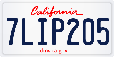CA license plate 7LIP205