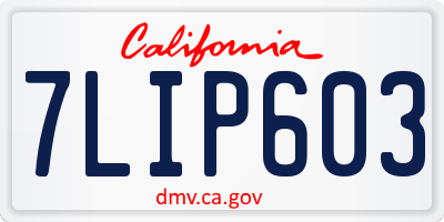 CA license plate 7LIP603