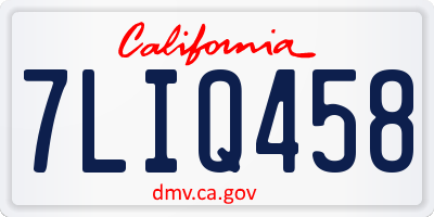 CA license plate 7LIQ458
