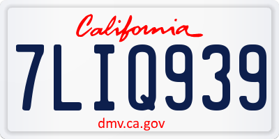 CA license plate 7LIQ939