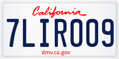 CA license plate 7LIR009