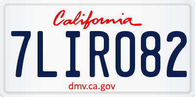 CA license plate 7LIR082