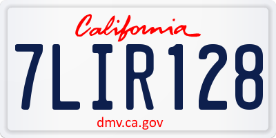 CA license plate 7LIR128