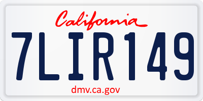 CA license plate 7LIR149