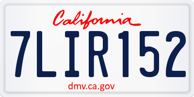 CA license plate 7LIR152