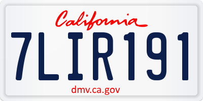 CA license plate 7LIR191