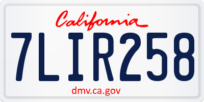 CA license plate 7LIR258