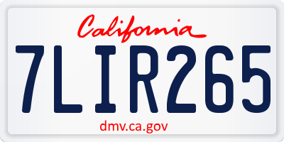 CA license plate 7LIR265