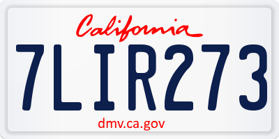 CA license plate 7LIR273