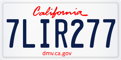 CA license plate 7LIR277