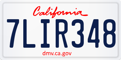 CA license plate 7LIR348