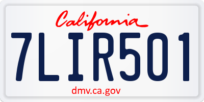 CA license plate 7LIR501